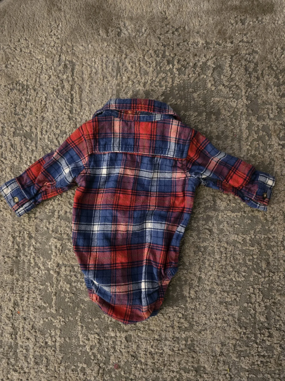 Carter's Red & Blue Plaid Button-Front One-Piece Bodysuits